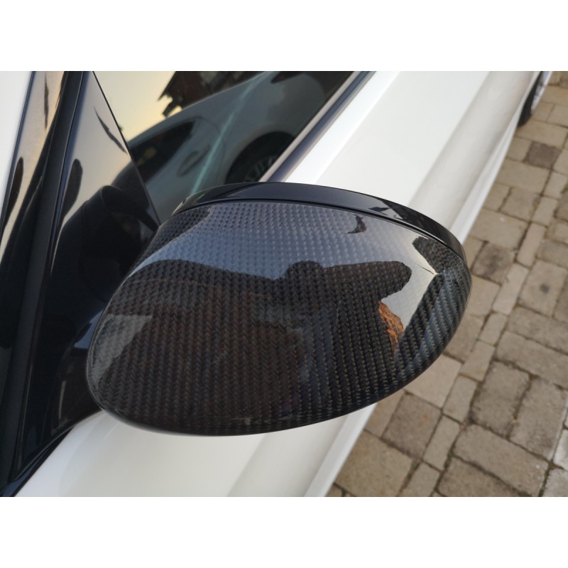 Carbon Fiber Mirror Cover Caps For 2007-09 BMW E92 E93 3 Series (Pre-LCI) - Glossy UV Coated, 2-Piece Set